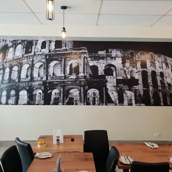 Wall Graphic in office of the roman colosseum in black and white