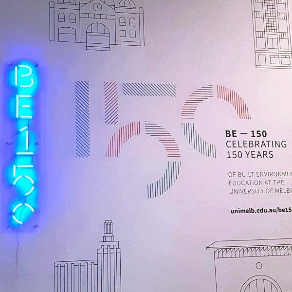 Blue LED Neon Flex Sign for a milestone feature piece for celebrating 150 years of environemental education | Neon Signs