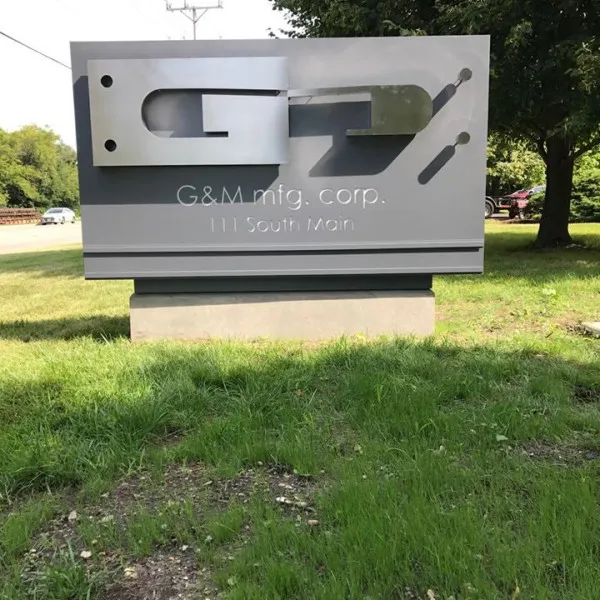 Monument Sign with backlit stainless steel logo_Crystal Lake, IL, Signarama Grayslake, IL