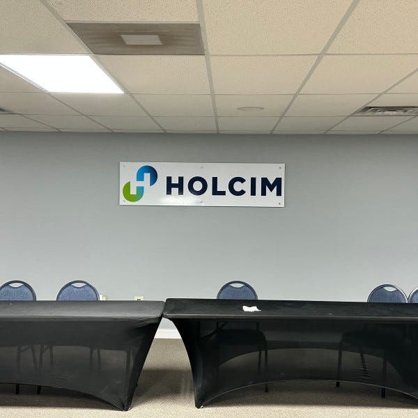 Holcim Meeting Room PVC sign with standoffs