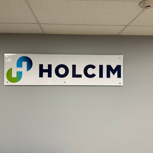 Holcim Kitchenette wall PVC sign with standoffs