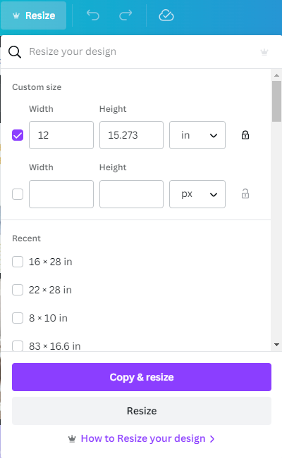 Canva Resize