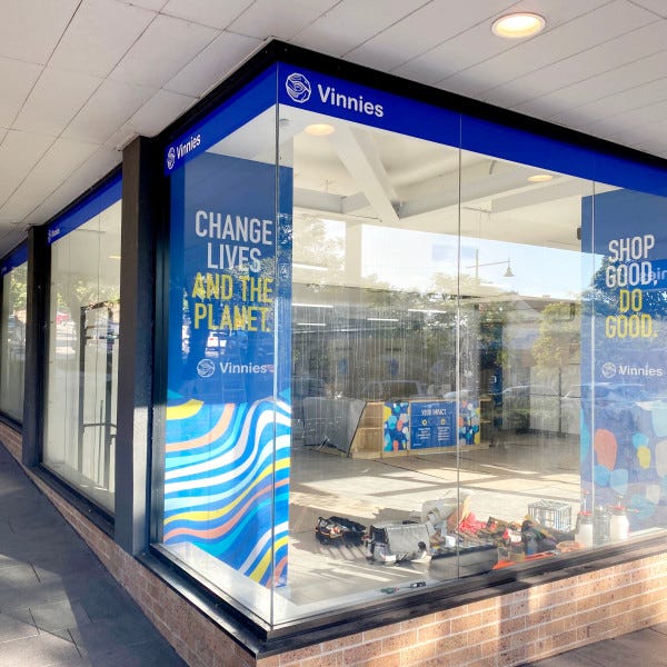 Vinnies Shopfront signage Wollongong