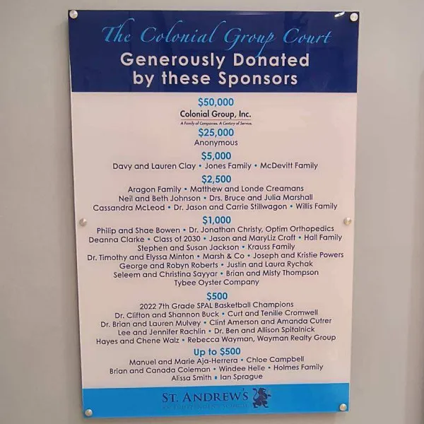 School Donors Plaque