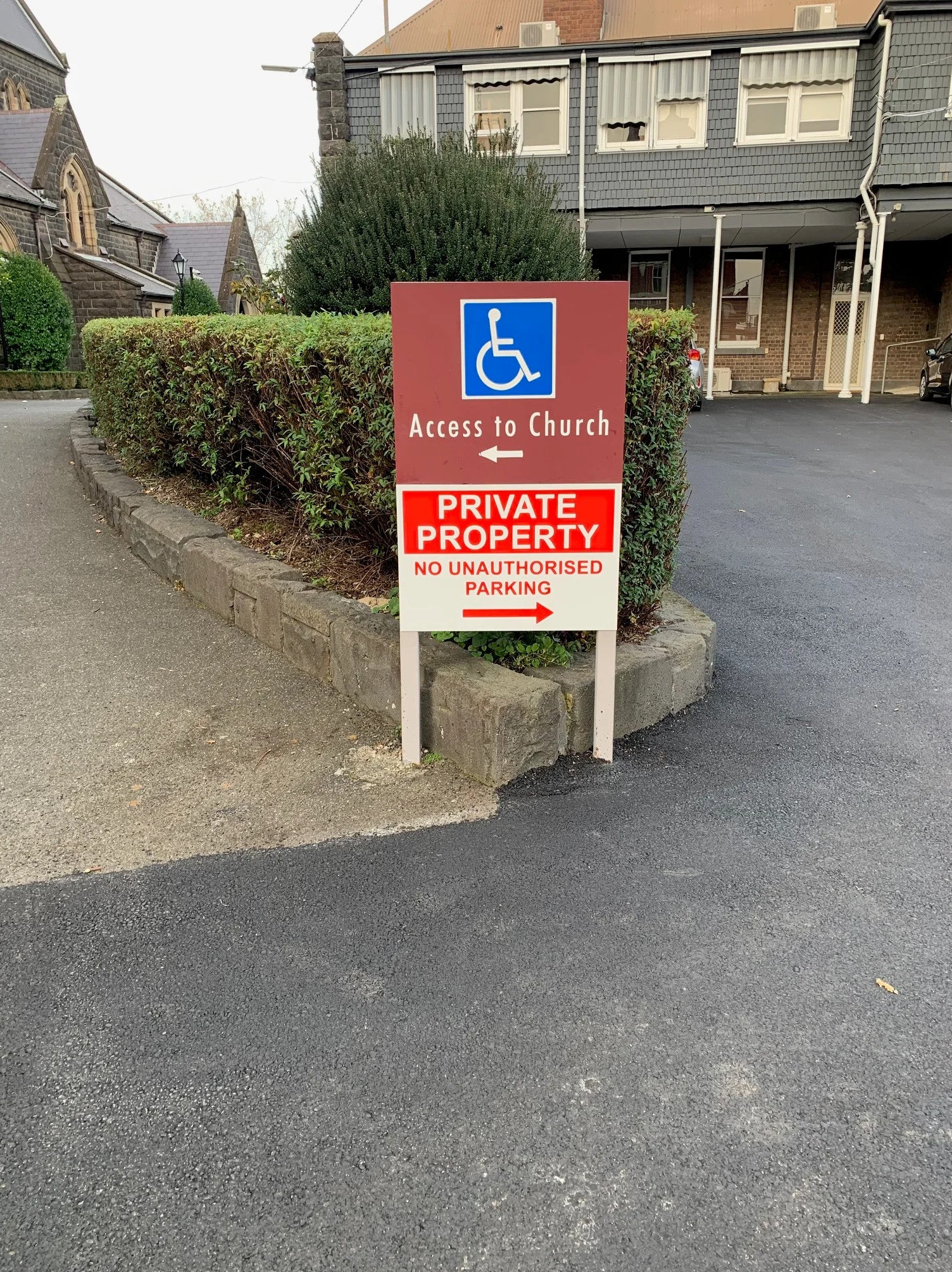 Parking Signage - St Ignatius church.