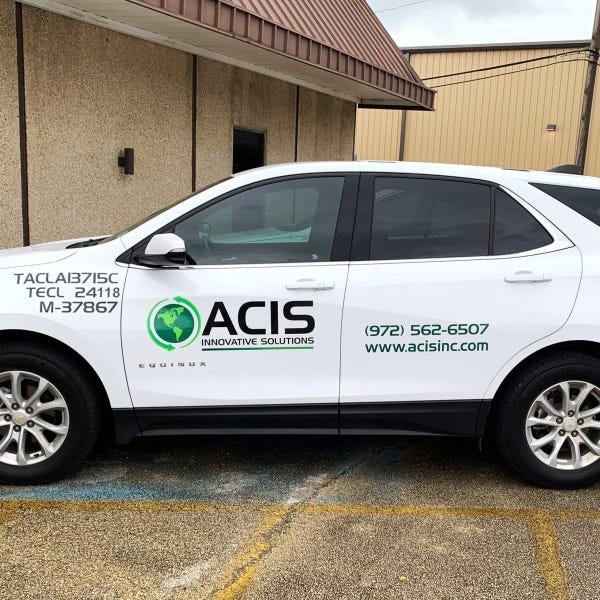 black and digitally printed contour cut vinyl text and logo decals