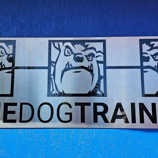 Stainless Steel and Black Acrylic Sign