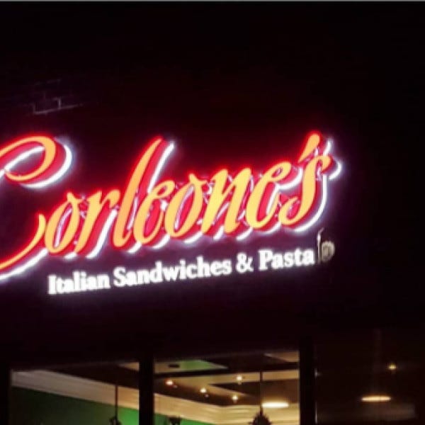 Corleone's Channel Letters Nighttime
