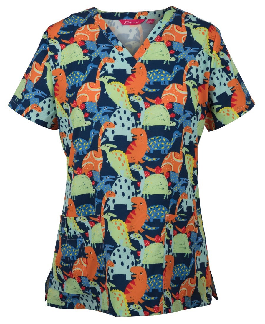 JB'S LADIES SCRUB TOP PRINTED