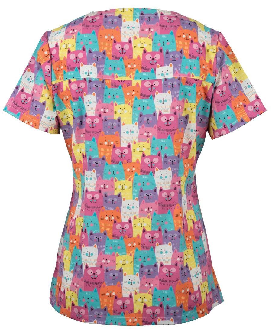 JB'S LADIES SCRUB TOP PRINTED