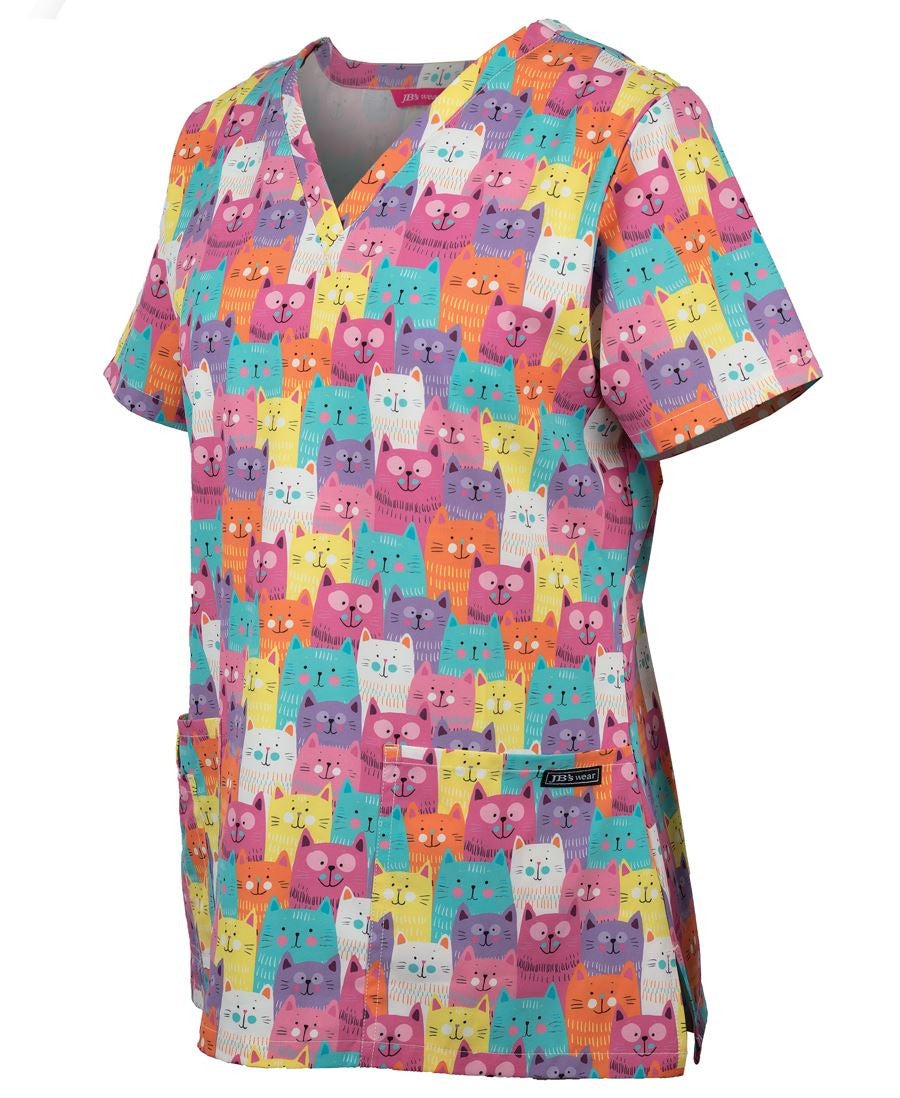 JB'S LADIES SCRUB TOP PRINTED