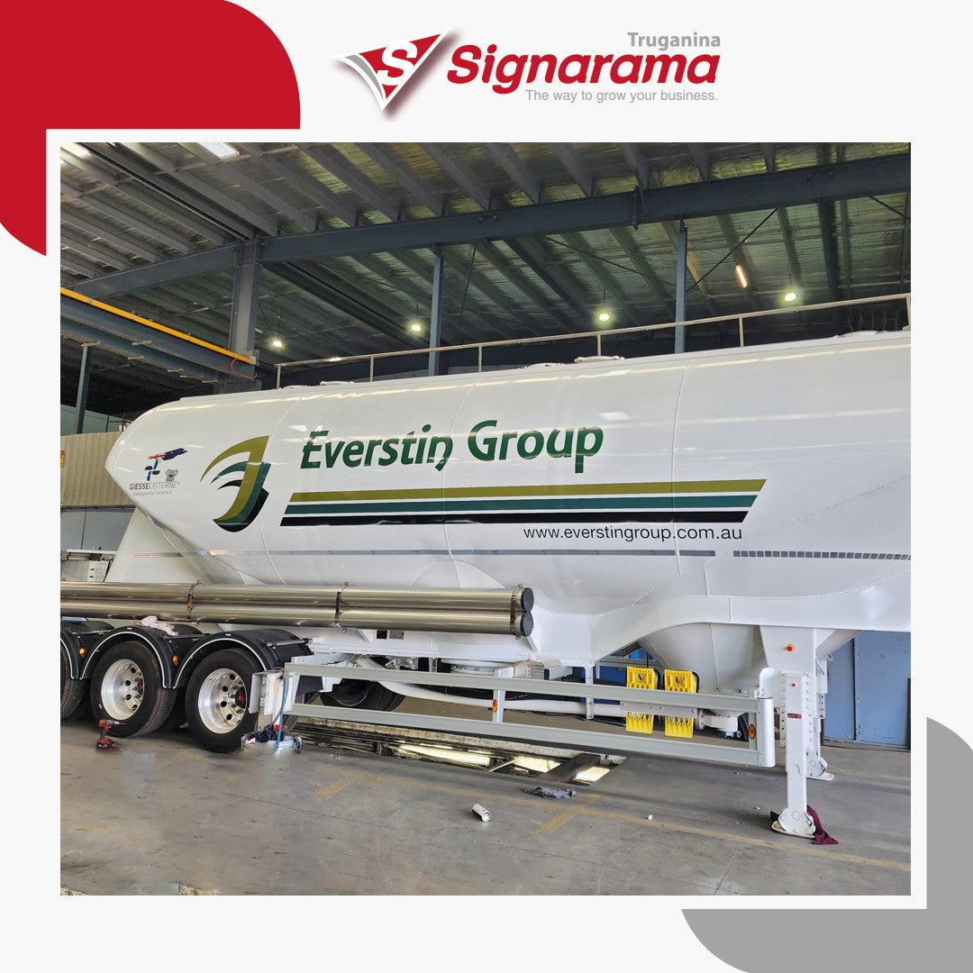 Bulk cement tanker signage