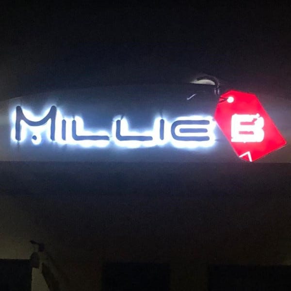 Retail signage illuminated