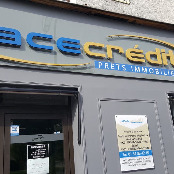 Enseigne lumineuse lettres retro-éclairées - ACE crédit