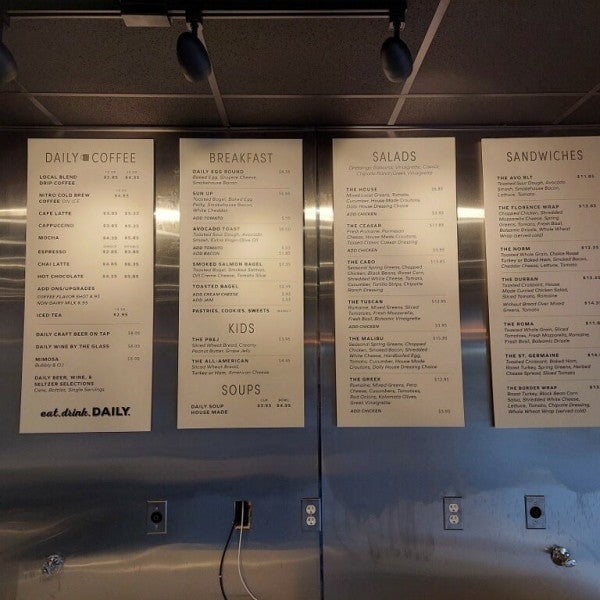 Daily Cafe Menu Board