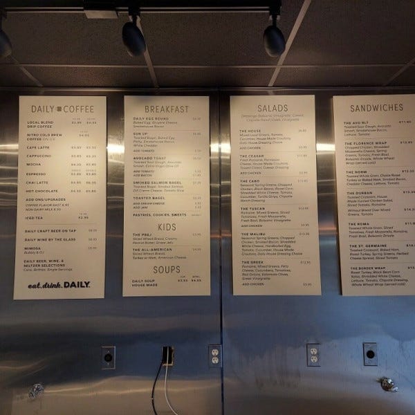 Daily Cafe Menu Board