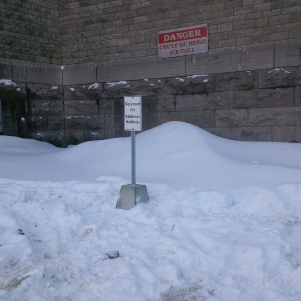 6ft high post with concrete signs