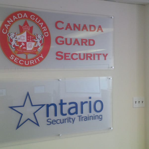 clear acrylic with frosted vinyl receptions signs