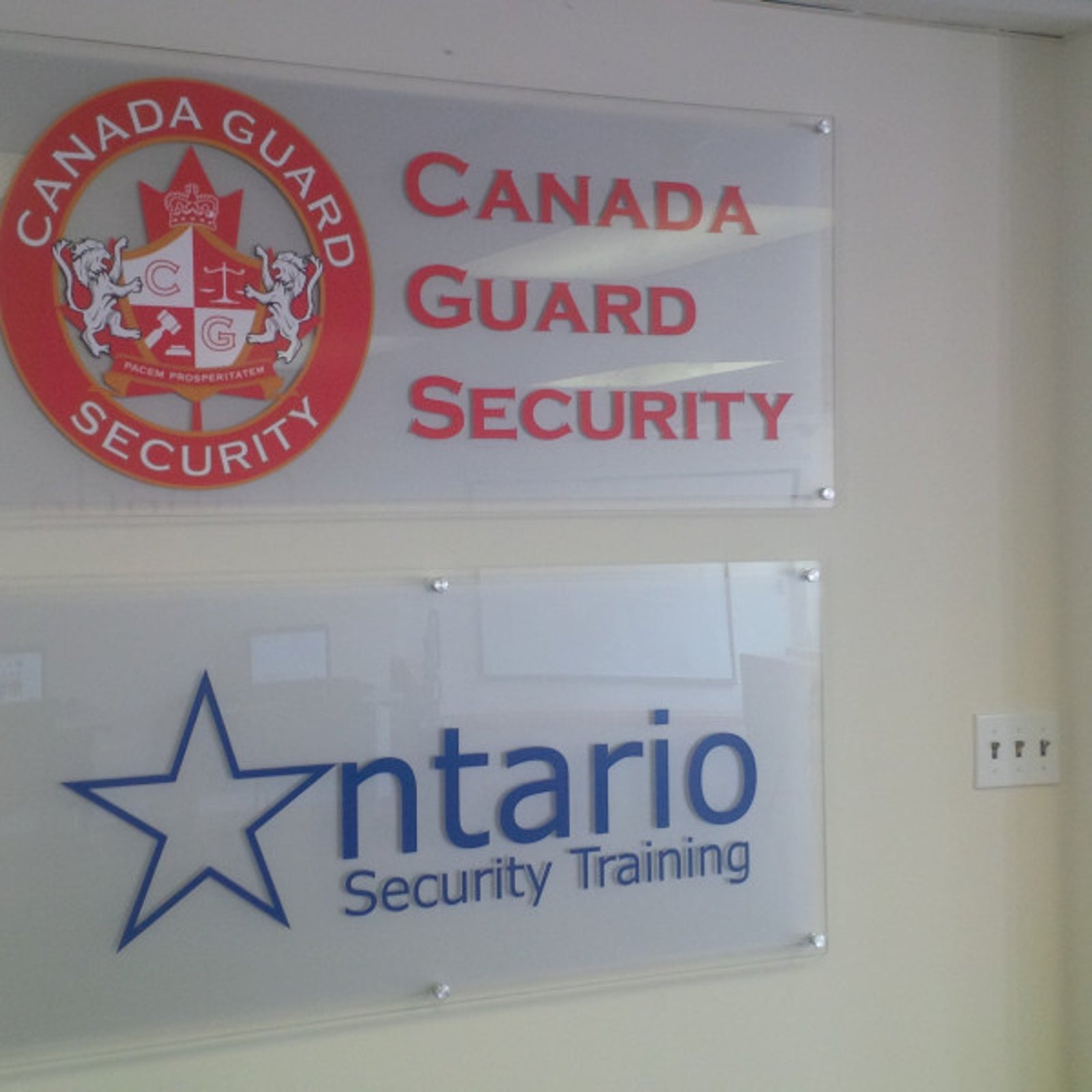 clear acrylic with frosted vinyl receptions signs