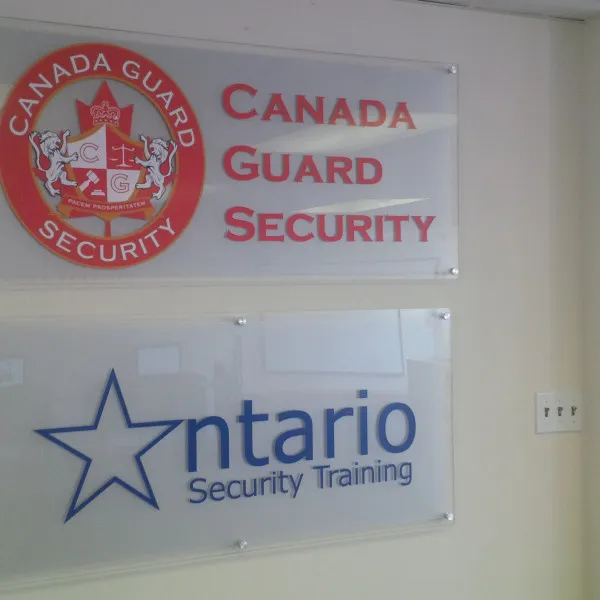 clear acrylic with frosted vinyl receptions signs