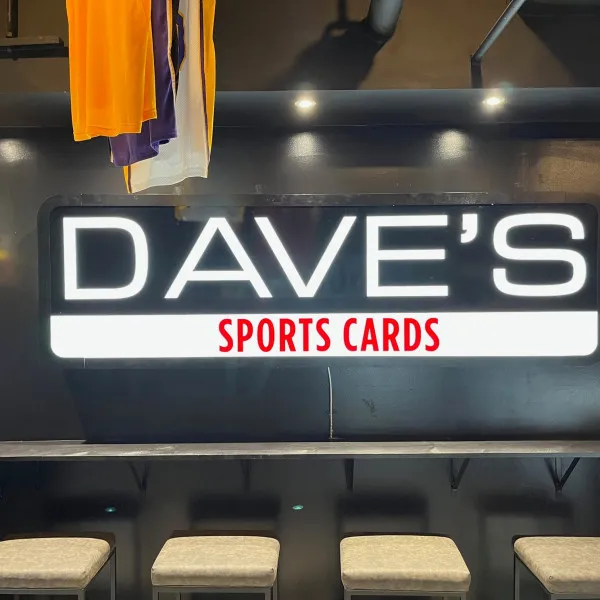 2023 08 10 LED Interior Wall Logo Daves Sports Cards Reception Lobby