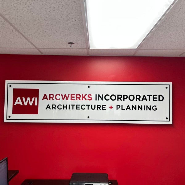 Vinyl and acrylic company sign