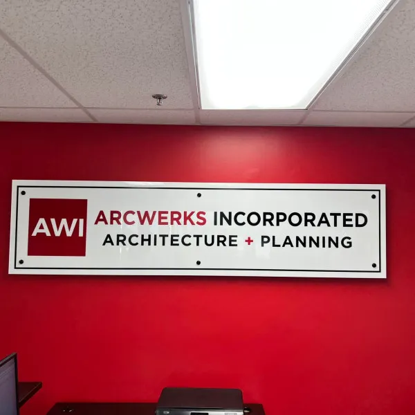 Vinyl and acrylic company sign