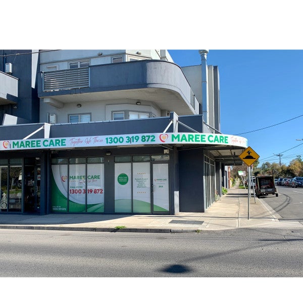 One Way Vision Windows & Fascia Signage - Maree Care - Northcote.