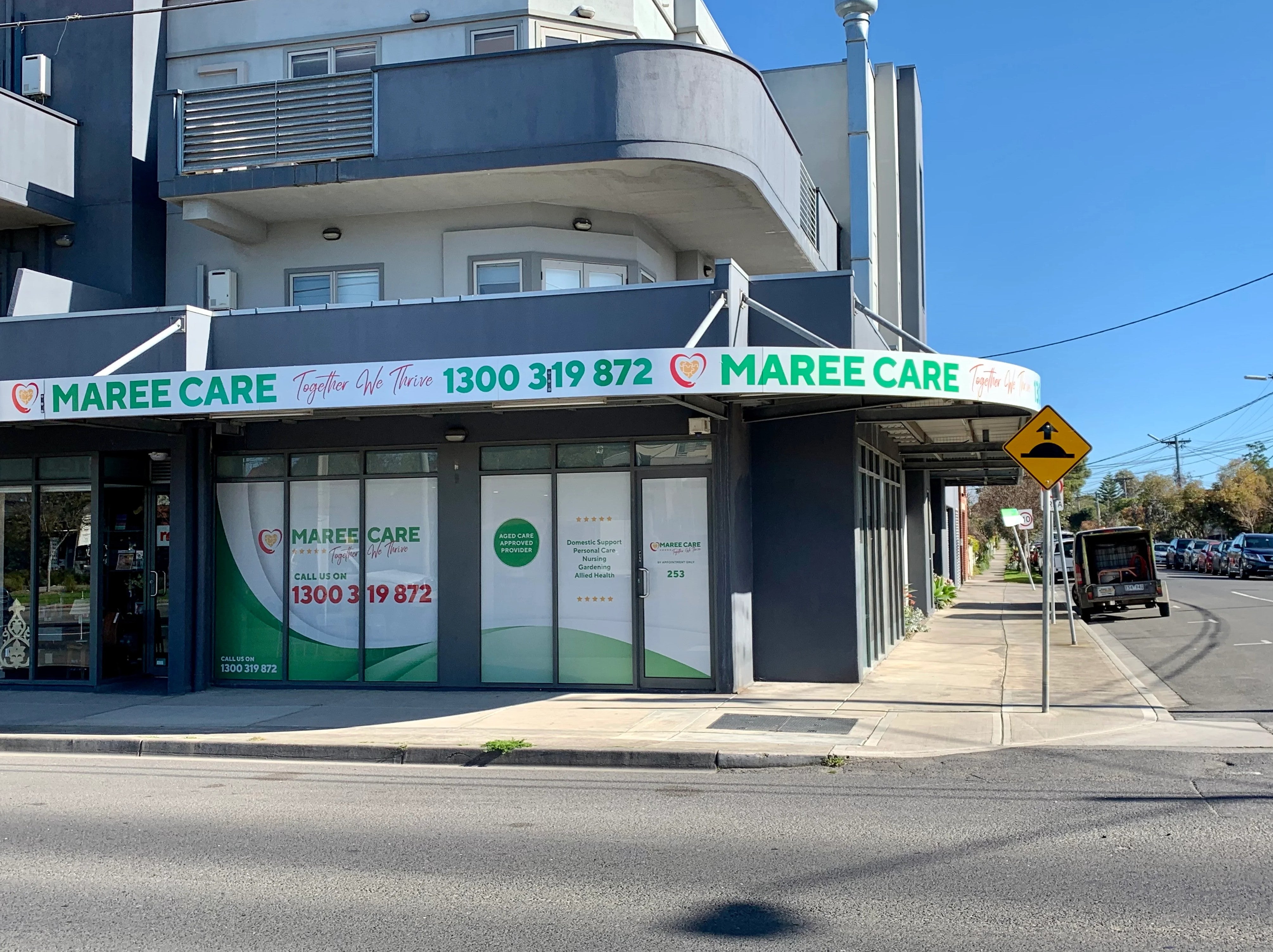 One Way Vision Windows & Fascia Signage - Maree Care - Northcote.