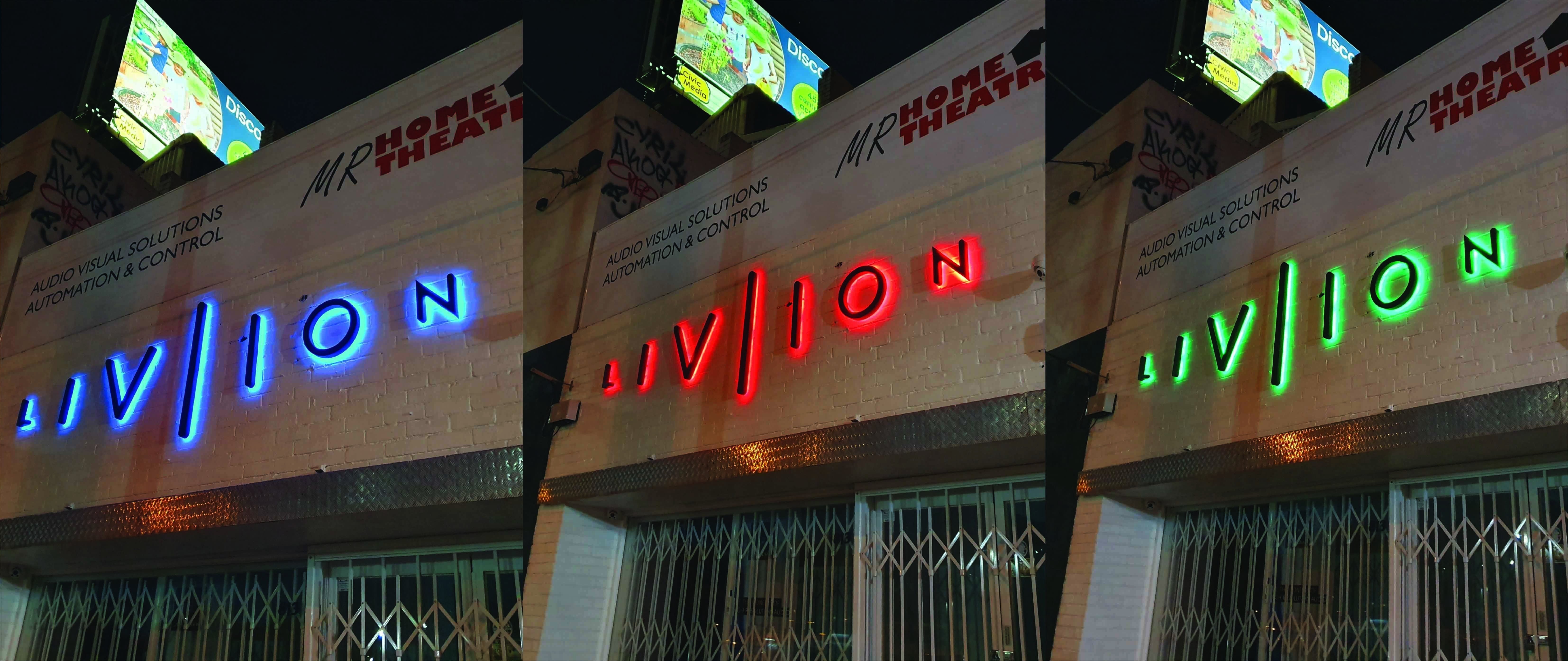 Colour-Changing LED Sign for LIVIION