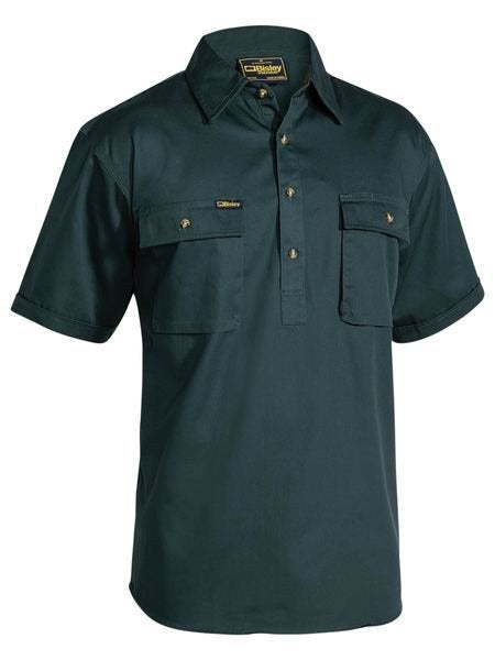 CLOSED FRONT COTTON DRILL SHIRT - SHORT SLEEVE