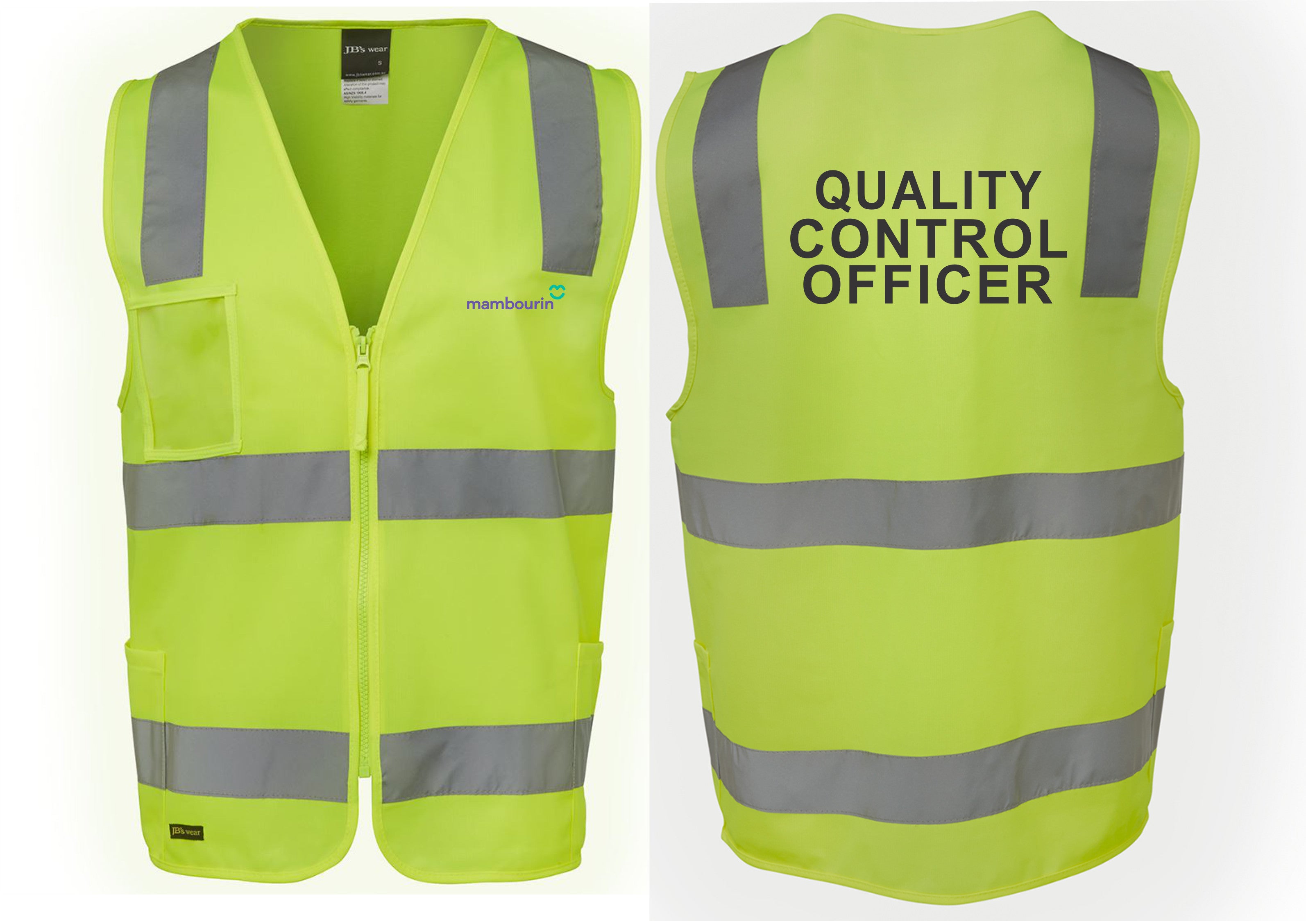 Hi Vis Safety Vest Zip Front