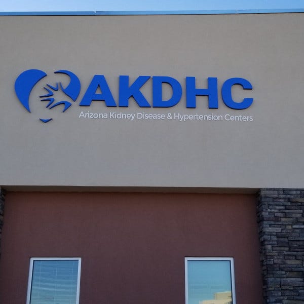 Arizona Kidney Disease and Hypertension Centers, building signs, medical signs, healthcare signs outdoor signs