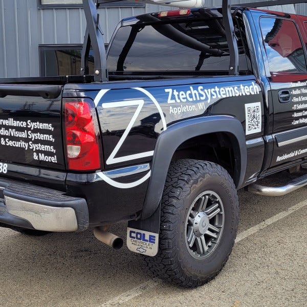 Ztechsystems Cut Vinyl Graphics _ Passenger Side Rear Angle