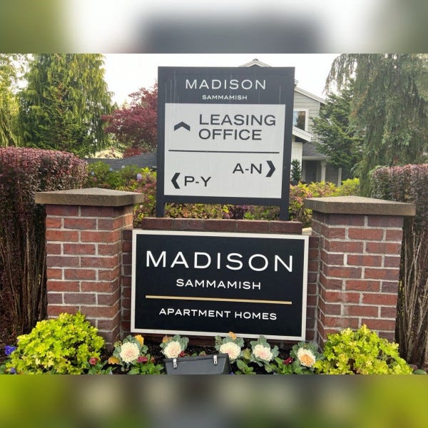 Madison Sammamish refreshed their property signage ahead of the holidays -Sammamish, WA