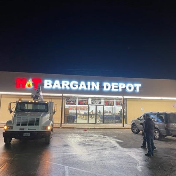 sign for Hot bargain depot