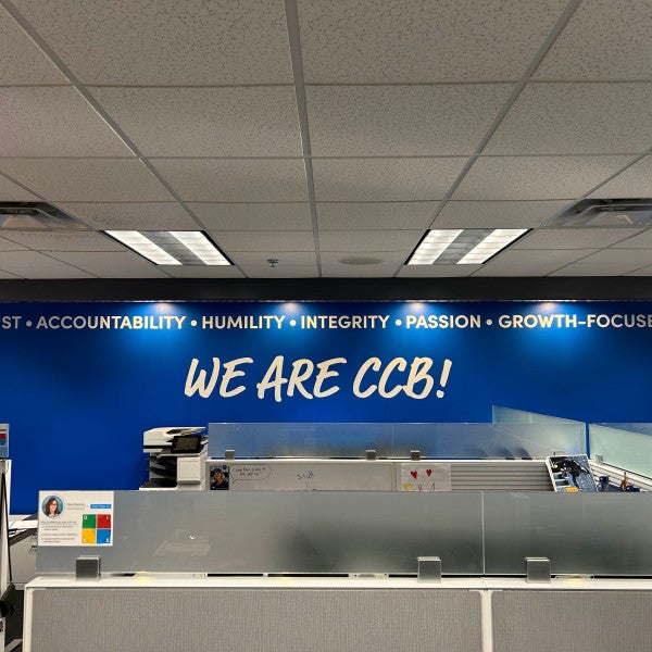 Indoor Signage for CCB TECHNOLOGY in Mt Pleasant, WI 53406