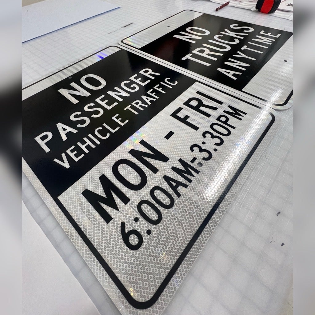 Custom reflective traffic signs