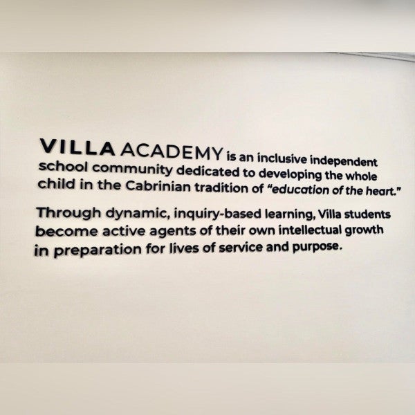 3D dimensional letterings bring mission statement alive at Villa Academy, Seattle