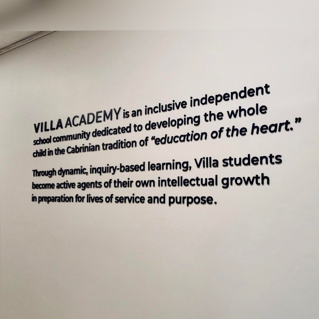 3D dimensional letterings bring mission statement alive at Villa Academy, Seattle