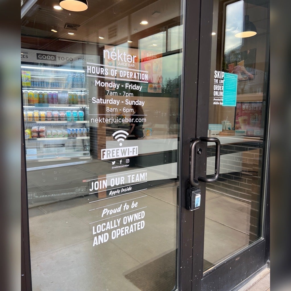 Branded Storefront Signs for Nekter’s newest store in Redmond, WA