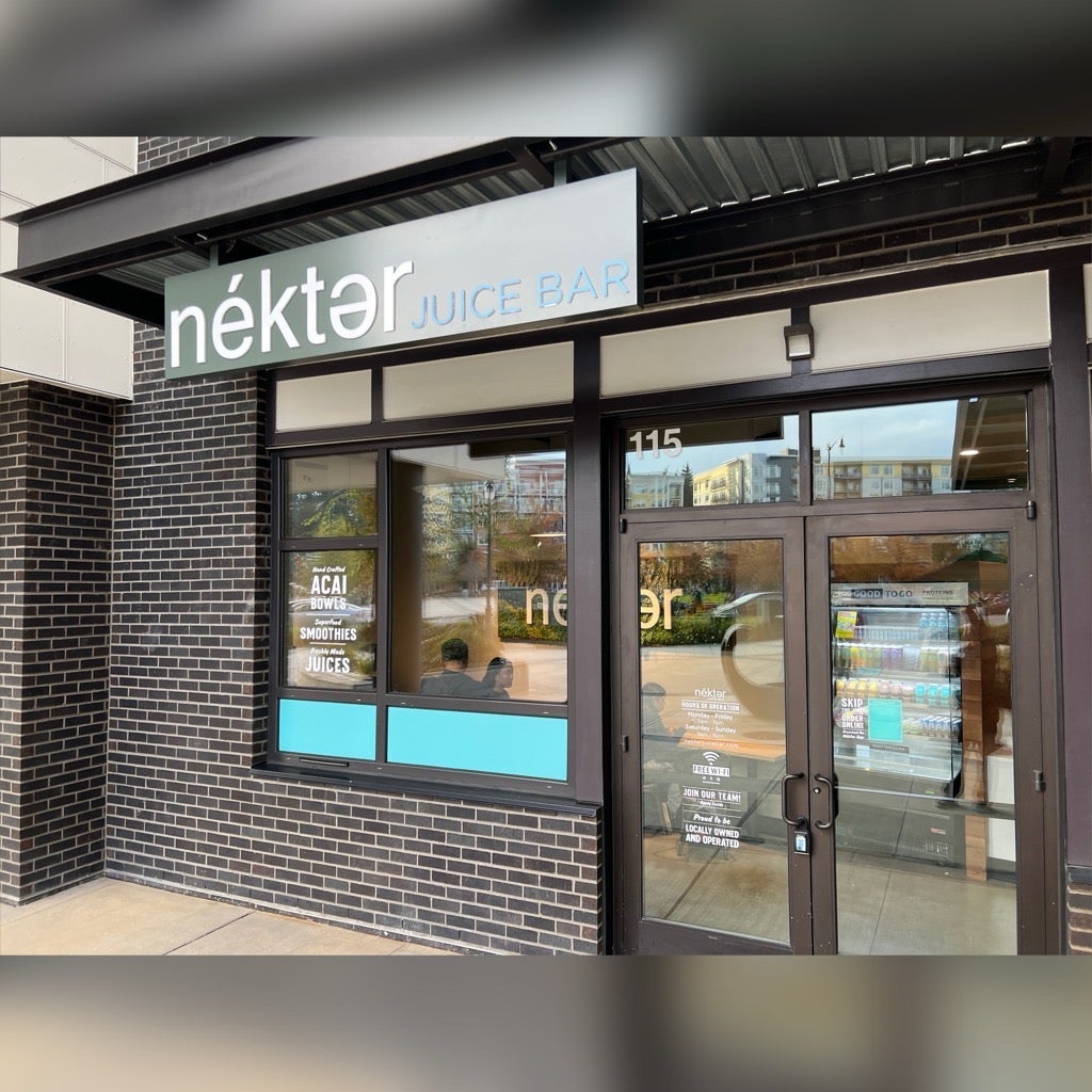 Branded Storefront Signs for Nekter’s newest store in Redmond, WA