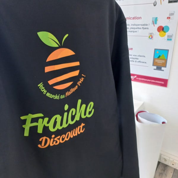 Flocage des vestes coeur et dos pour Fraiche Discount