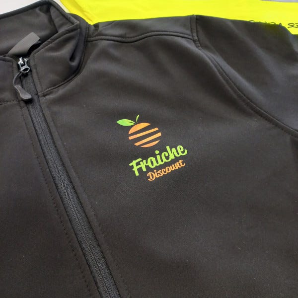Flocage des vestes coeur et dos pour Fraiche Discount
